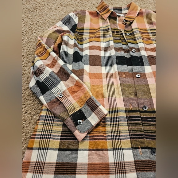 Madewell Classic Ex-Boyfriend Shirt in Coral Seconda Plaid, Size XS - Picture 5 of 10